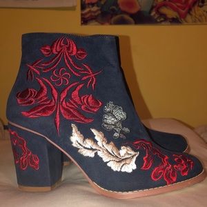 Anthropologie Floral Heeled Boots